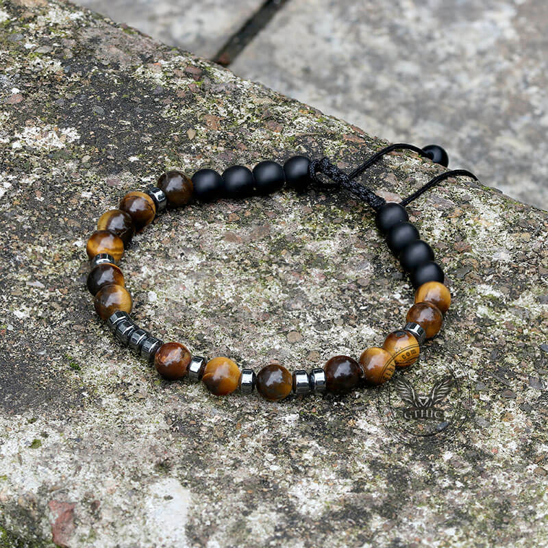 Fuck Off Tiger Eye Morse Code Braided Bracelet | Gthic.com