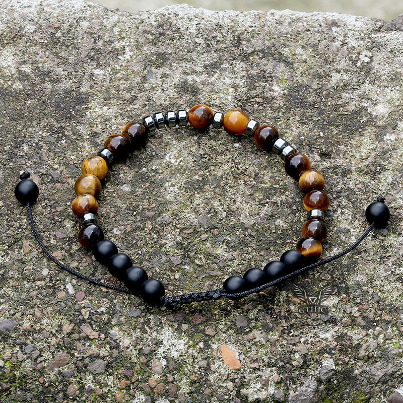 Fuck Off Tiger Eye Morse Code Braided Bracelet | Gthic.com