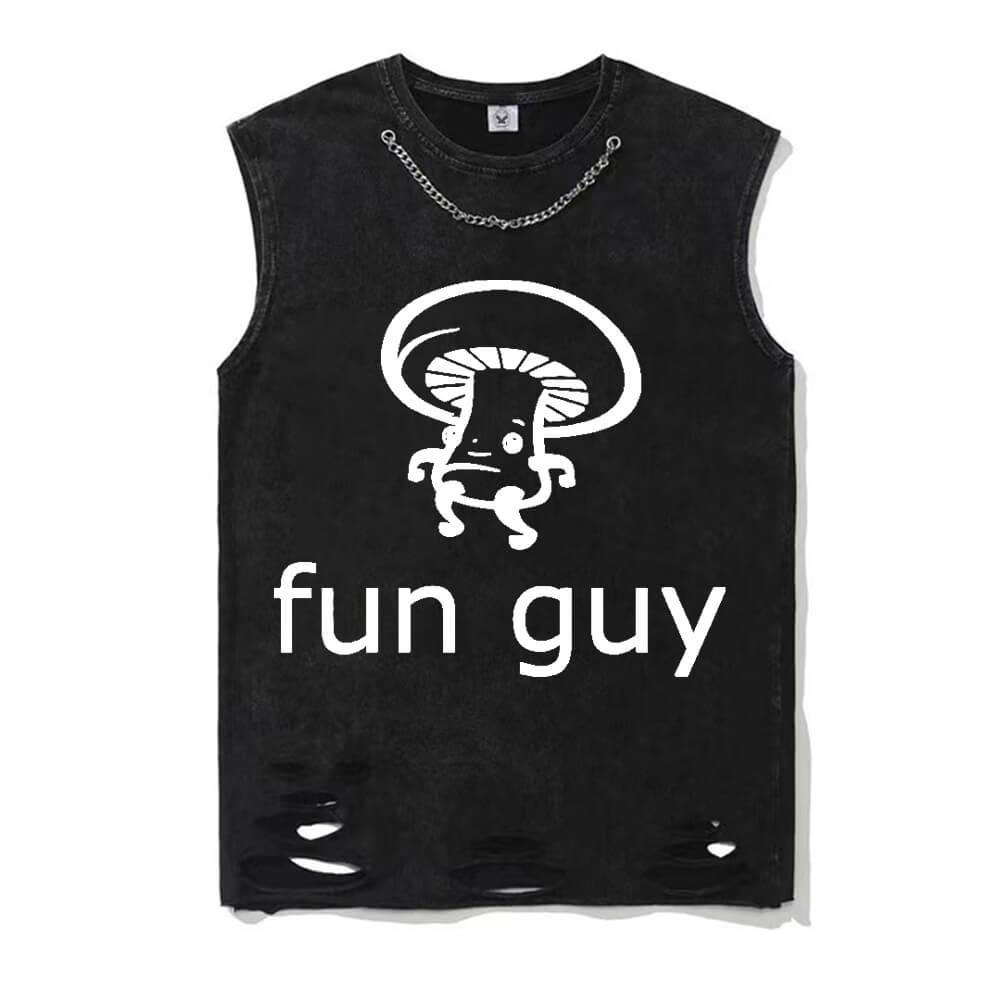 Fun Guy Print Vintage Washed T-shirt Vest Top | Gthic.com