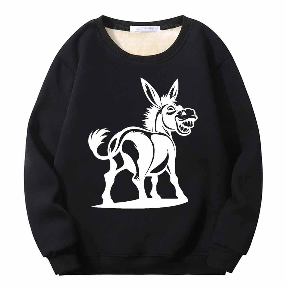 Funny Cartoon Donkey Pattern Fleece Sherpa Sweatshirt 01 | Gthic.com