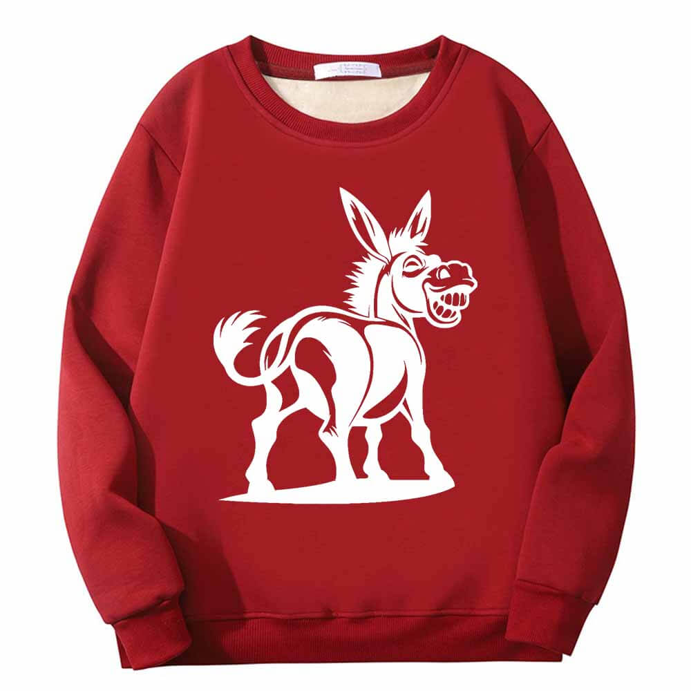 Funny Cartoon Donkey Pattern Fleece Sherpa Sweatshirt 02 | Gthic.com