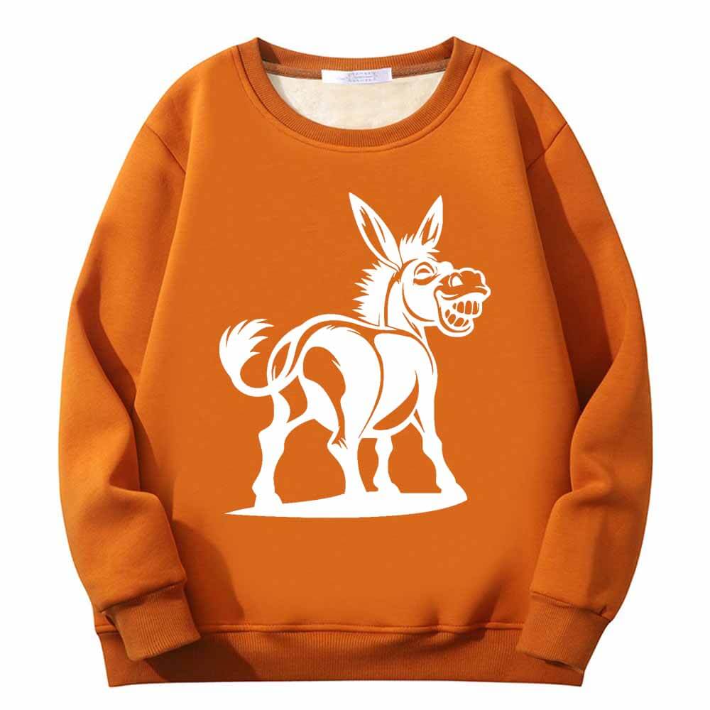 Funny Cartoon Donkey Pattern Fleece Sherpa Sweatshirt