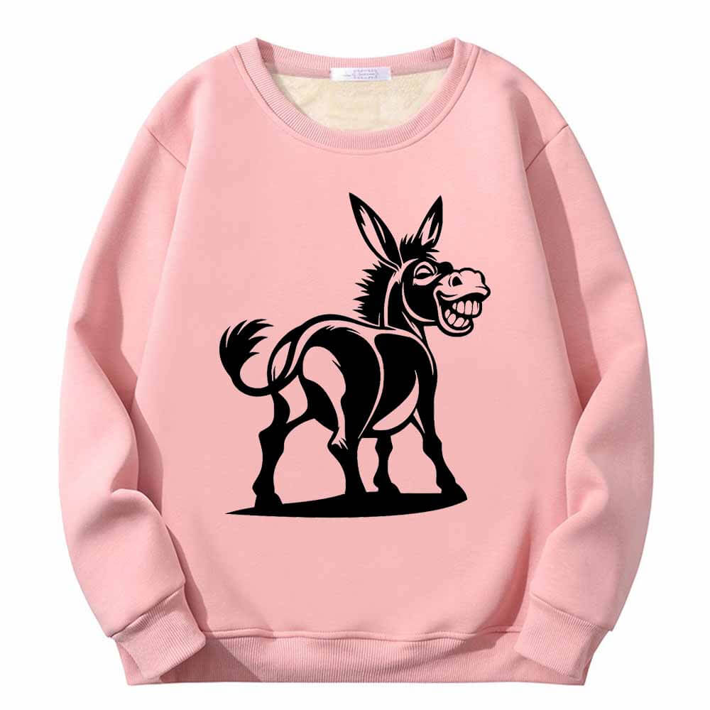 Funny Cartoon Donkey Pattern Fleece Sherpa Sweatshirt