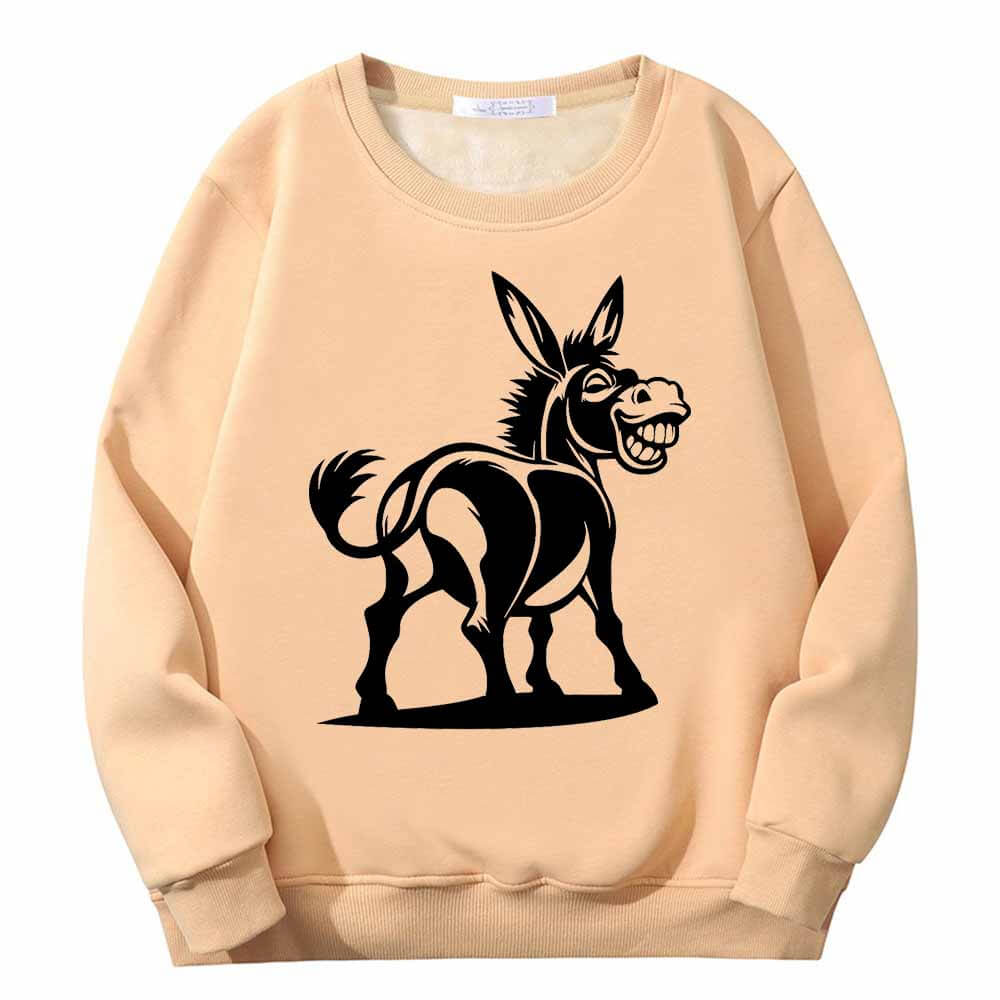 Funny Cartoon Donkey Pattern Fleece Sherpa Sweatshirt