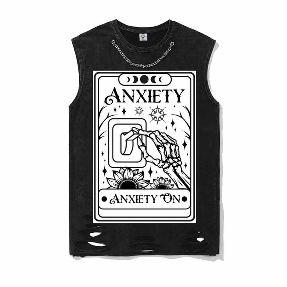 Funny Skeleton Tarot Card Vintage Washed T-shirt Vest Top | Gthic.com