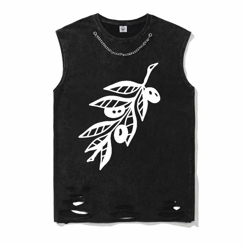 Funny Tattoos Print Vintage Washed T-shirt Vest Top | Gthic.com
