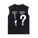 Funny Wait And What Vintage Washed Vest Top 01 | Gthic.com