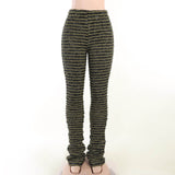 Fuzzy Knit Striped High Waist Lounge Pants | Gthic.com