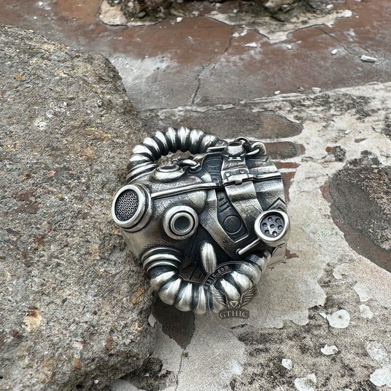 Gas Mask Sterling Silver Ring | Gthic.com