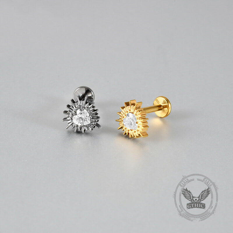 Gear Gem Heart Titanium Alloy Ear Bone Studs Lip Piercing | Gthic.com