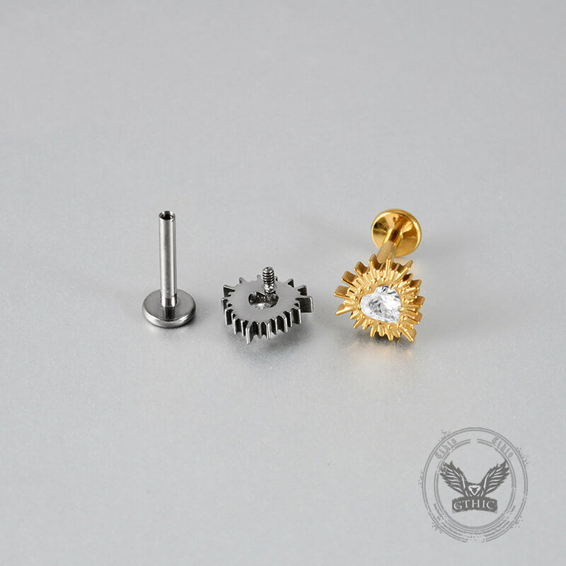 Gear Gem Heart Titanium Alloy Ear Bone Studs Lip Piercing | Gthic.com