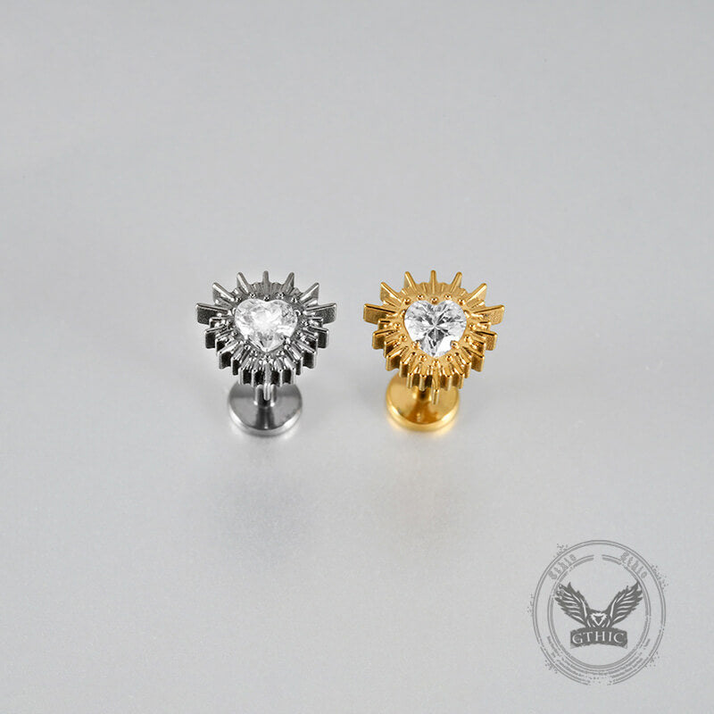 Gear Gem Heart Titanium Alloy Ear Bone Studs Lip Piercing | Gthic.com