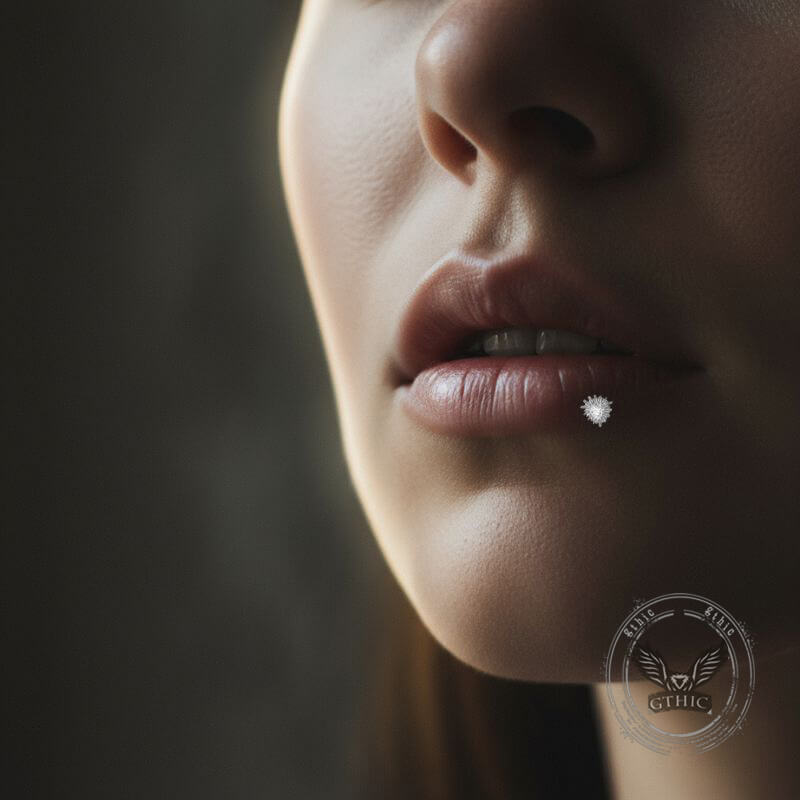 16G Crossbones Skull Titanium Piercing Lip Ring