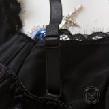 Gem-Embellished Sheer Lace Corset Crop Top