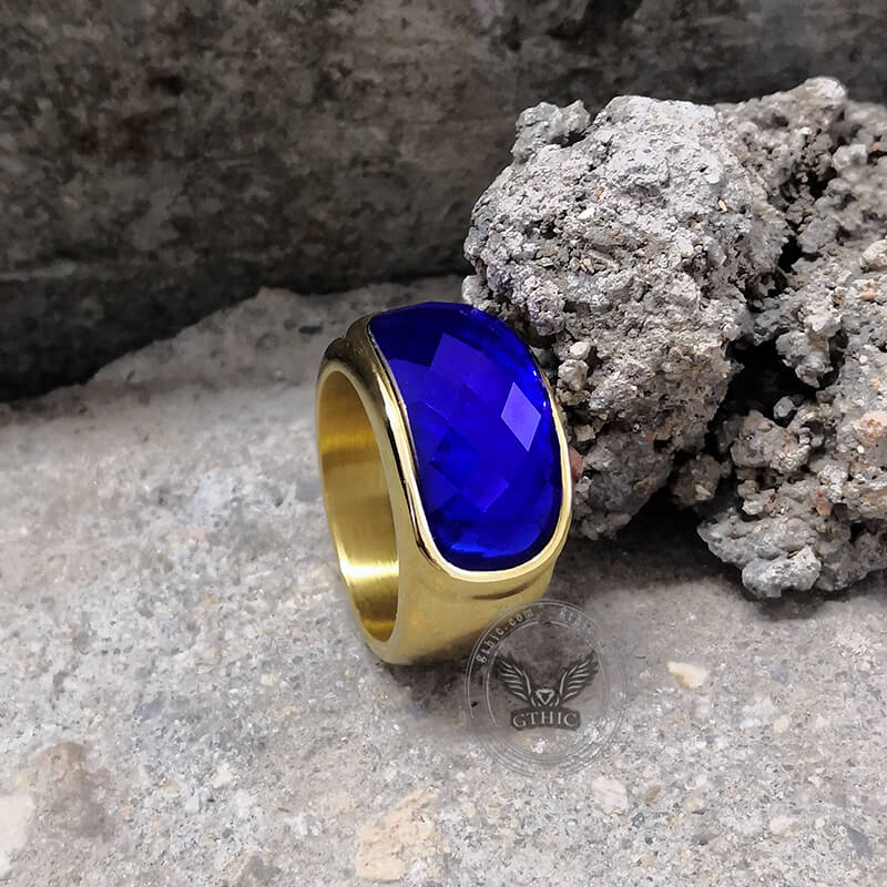 Gem Set Stainless Steel Minimalism Ring