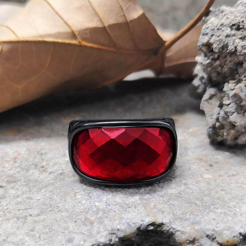 Gem Set Stainless Steel Minimalism Ring