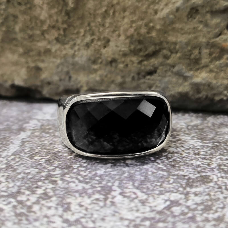 Gem Set Stainless Steel Minimalism Ring