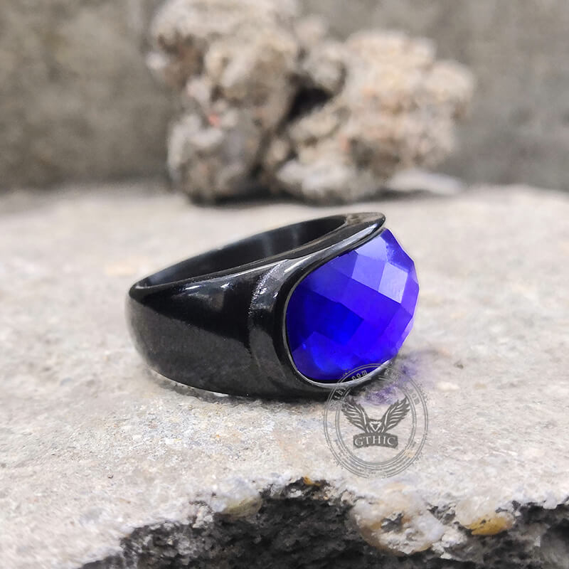 Gem Set Stainless Steel Minimalism Ring