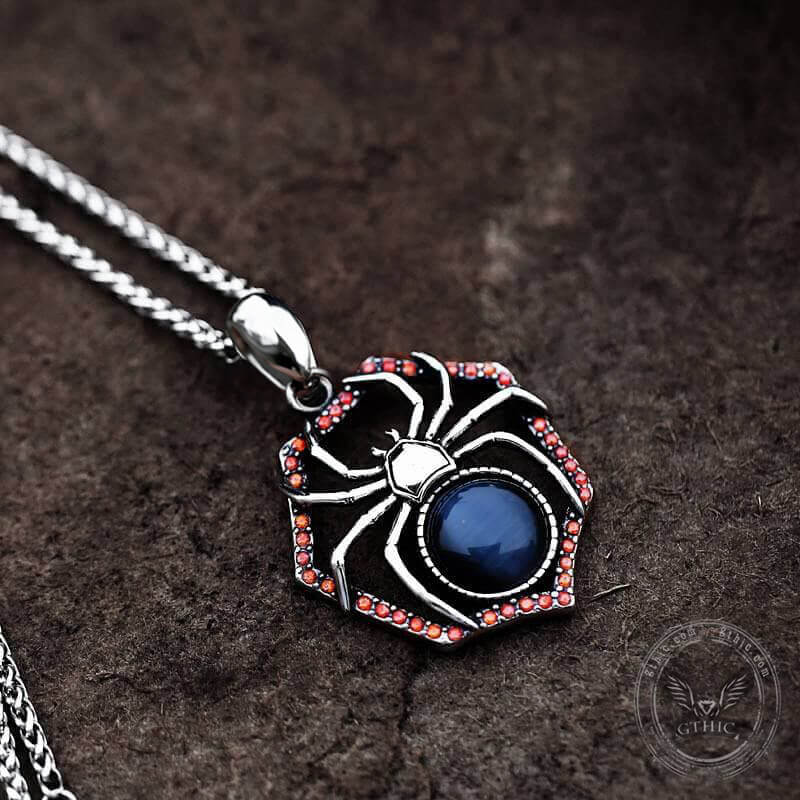 Gemstone Spider Stainless Steel Pendant