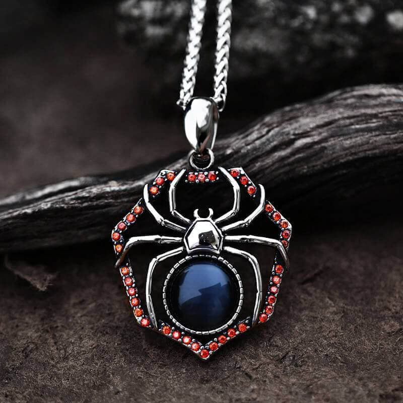 Gemstone Spider Stainless Steel Pendant