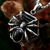 Gemstone Spider Stainless Steel Pendant