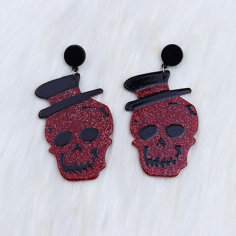 Gentleman Skull Acrylic Earrings | Gthic.com