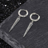 Geometric Cone Spike Stainless Steel Dangle Earrings | Gthic.com