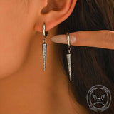 Geometric Cone Spike Stainless Steel Dangle Earrings | Gthic.com