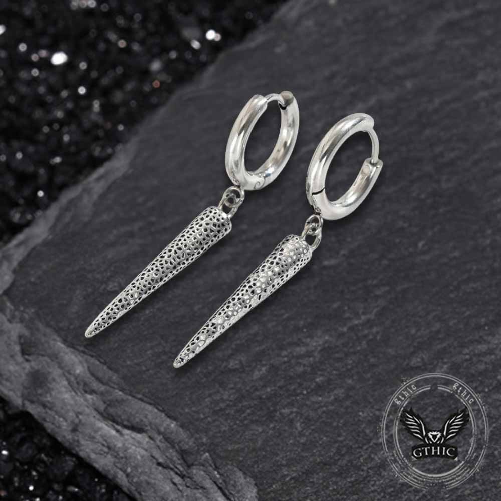 Geometric Cone Spike Stainless Steel Dangle Earrings | Gthic.com
