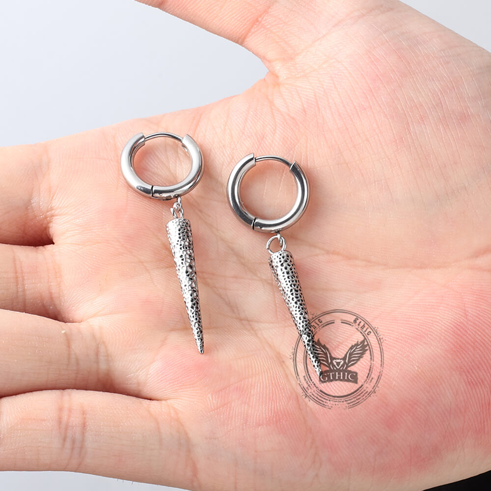 Geometric Cone Spike Stainless Steel Dangle Earrings