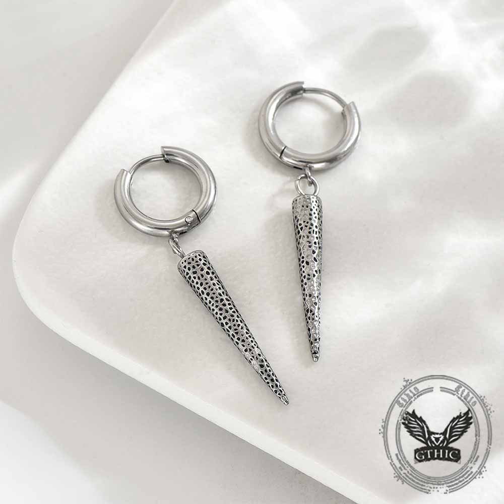 Geometric Cone Spike Stainless Steel Dangle Earrings