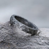 Geometric Faceted Runes Stainless Steel Viking Ring