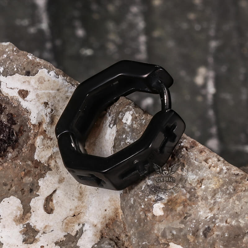 Geometric Hollow Cross Stainless Steel Earrings