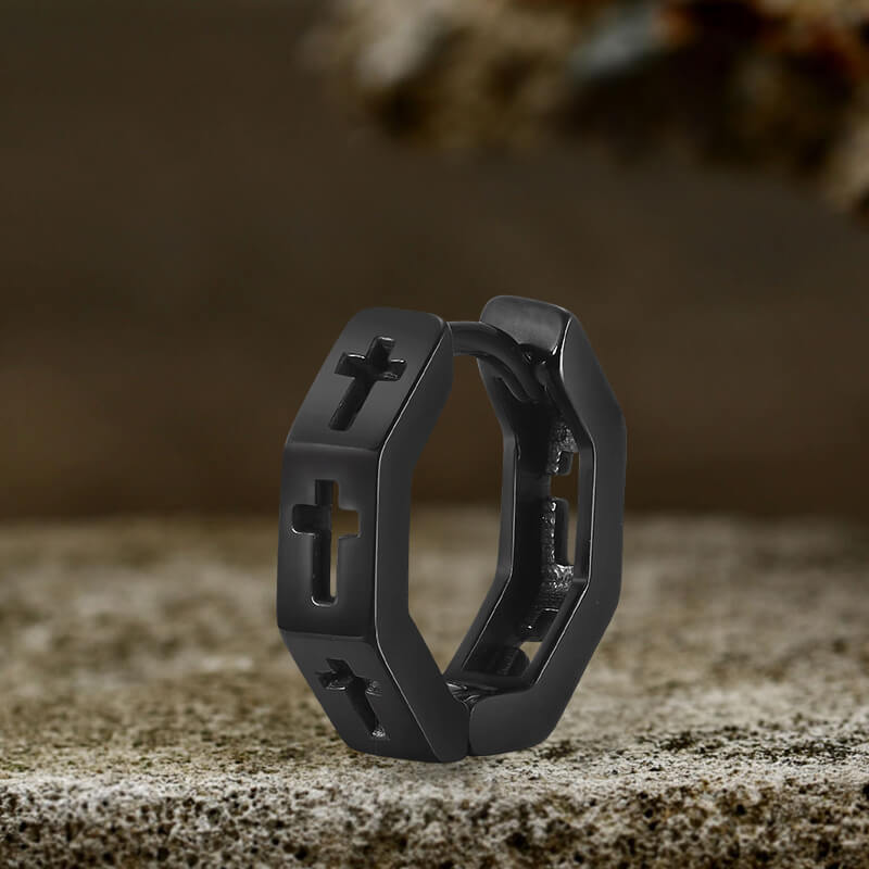 Geometric Hollow Cross Stainless Steel Earrings