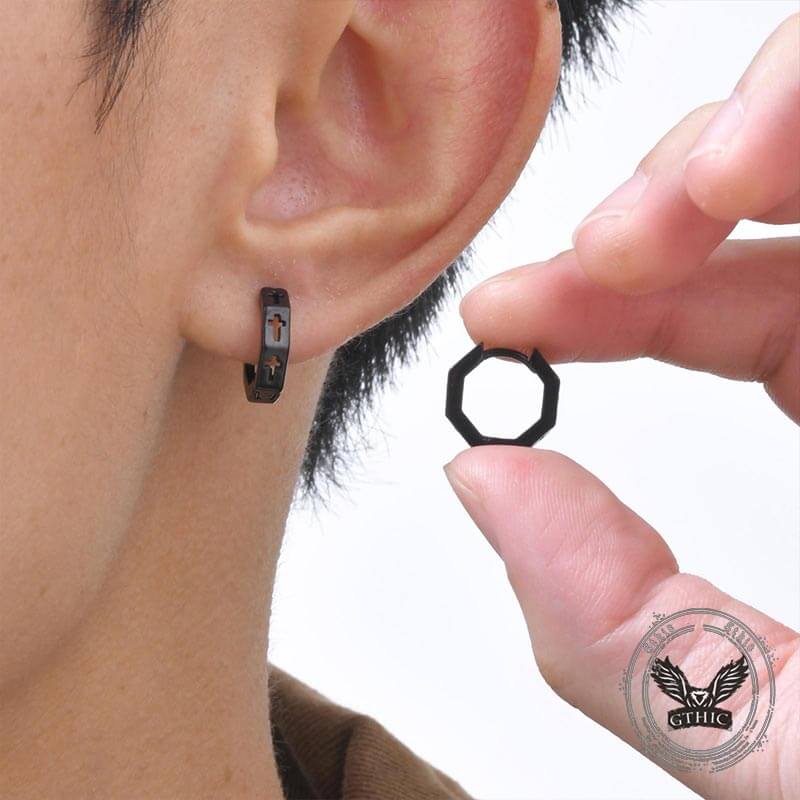 Geometric Hollow Cross Stainless Steel Earrings