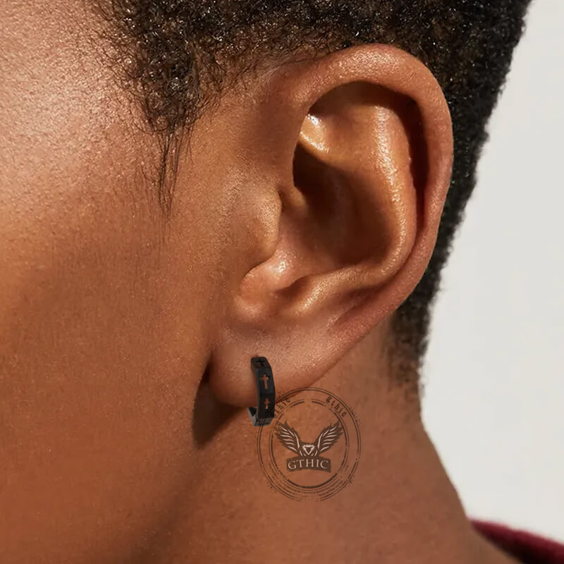 Geometric Hollow Cross Stainless Steel Earrings
