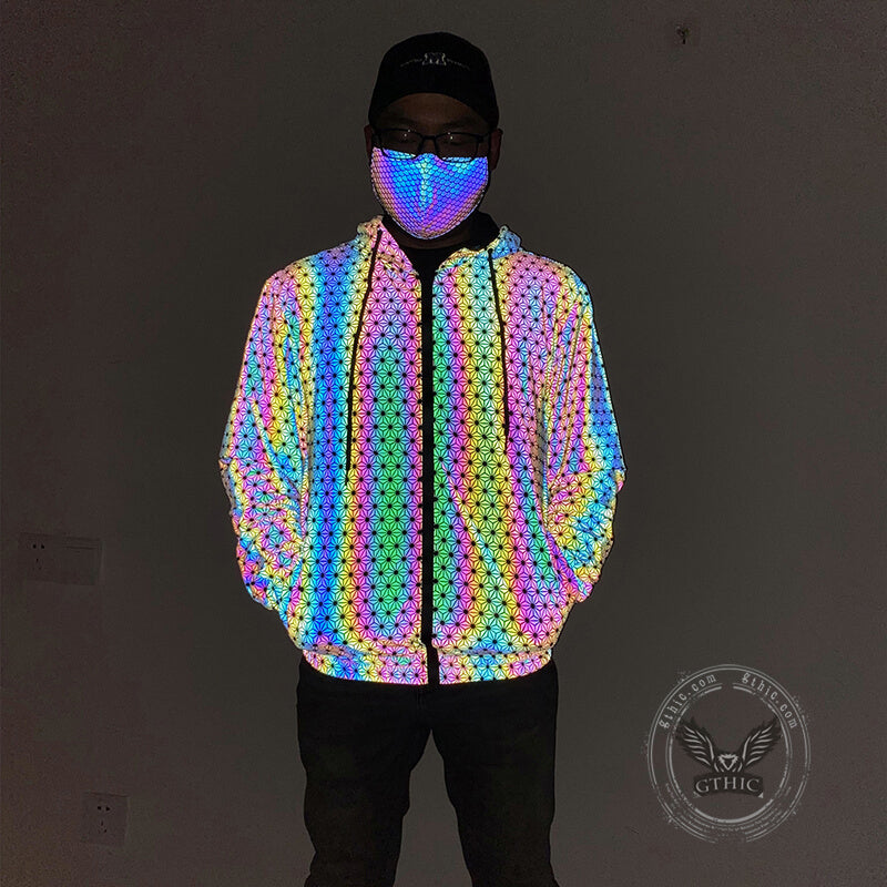 Geometric Pattern Colorful Reflective Jacket | Gthic.com