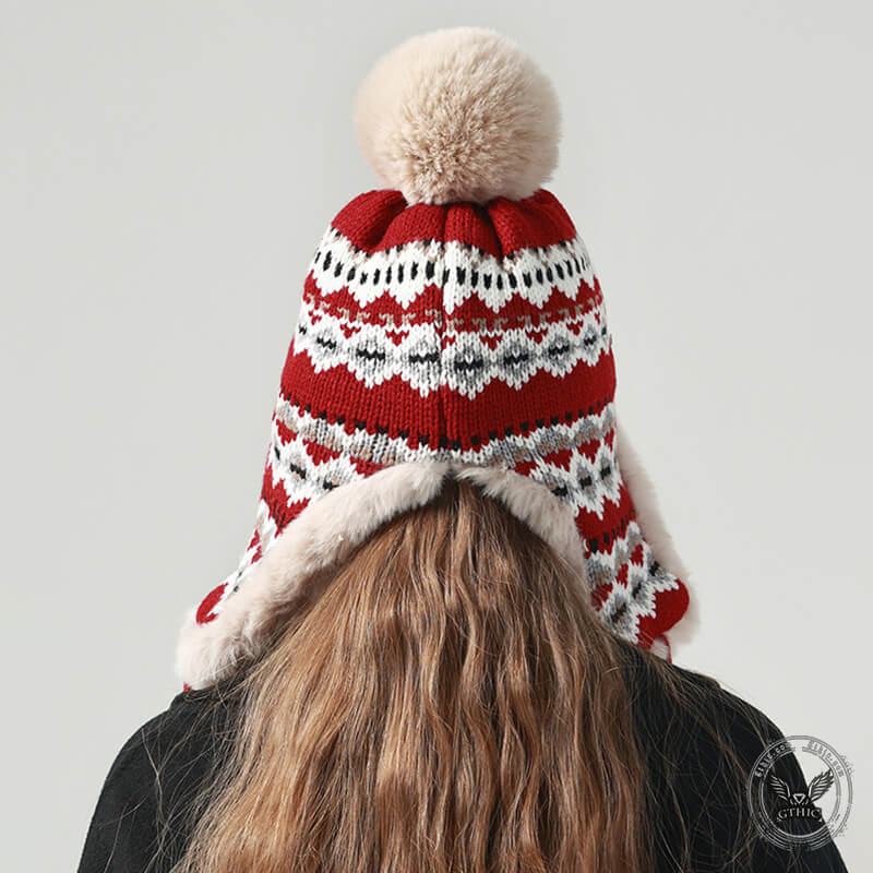 Geometric Patterned Knit Trapper Hat | Gthic.com