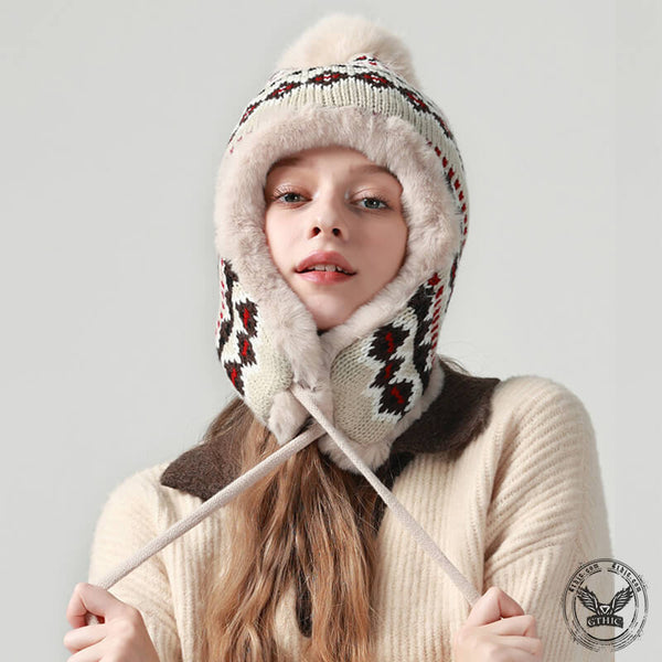 Geometric Patterned Knit Trapper Hat | Gthic.com