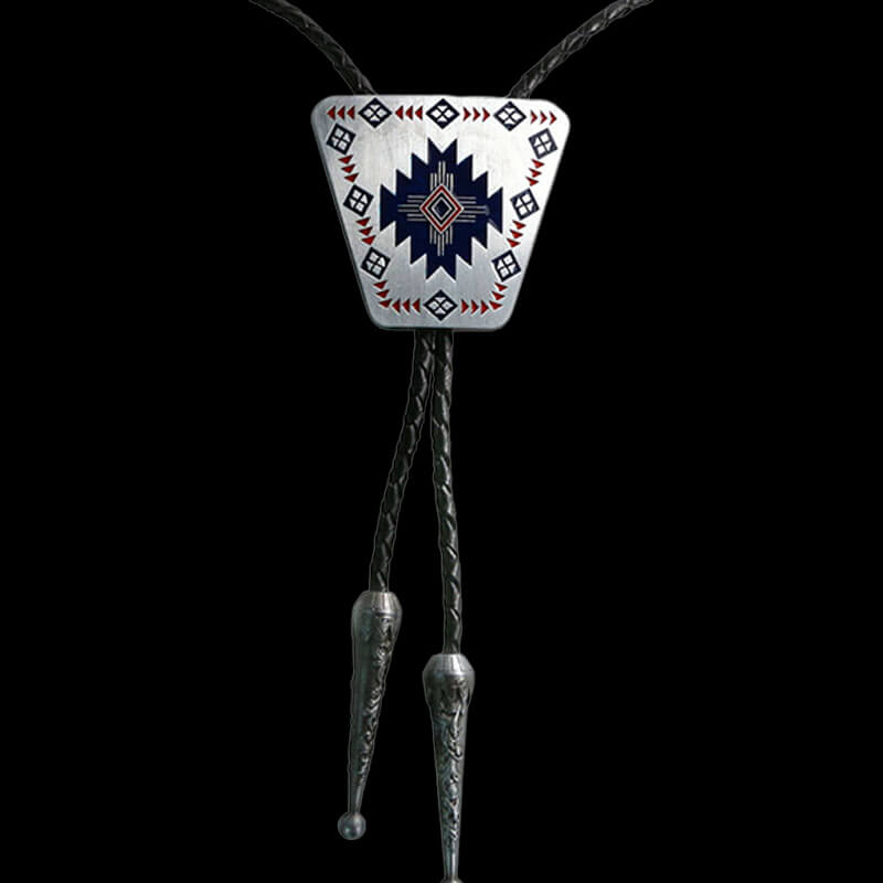 Geometric patterns Alloy Rodeo Bolo Tie