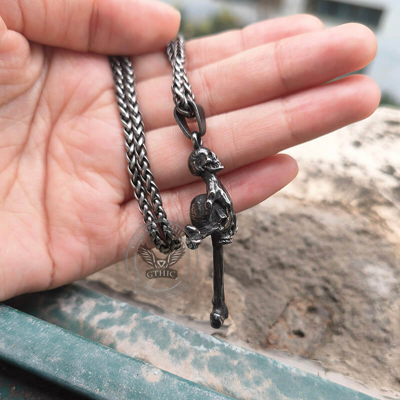 Ghost Hand Stainless Steel Skull Pendant