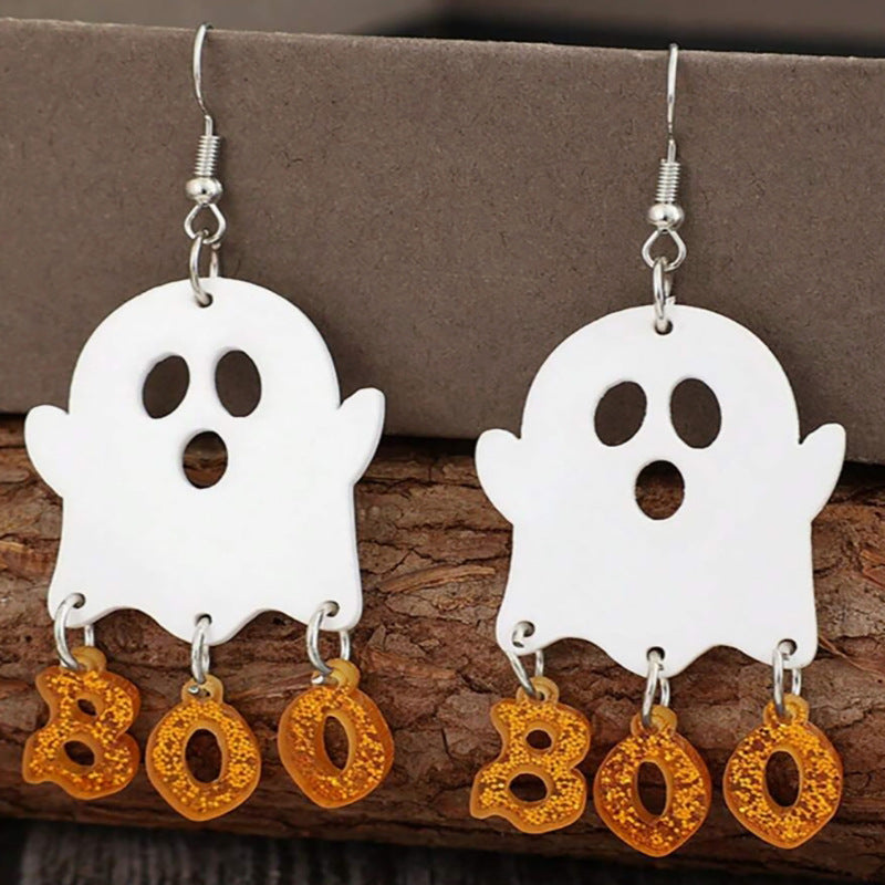 Ghost Pumpkin Halloween Stainless Steel Earrings | Gthic.com