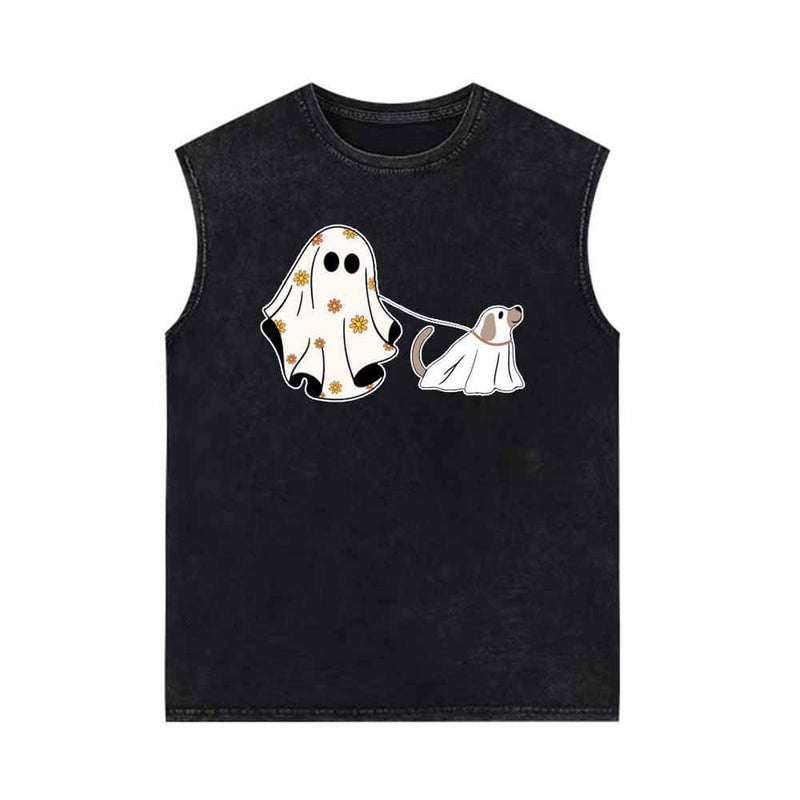 Ghost With Ghost Dog Vintage Washed Vest Top 01 | Gthic.com