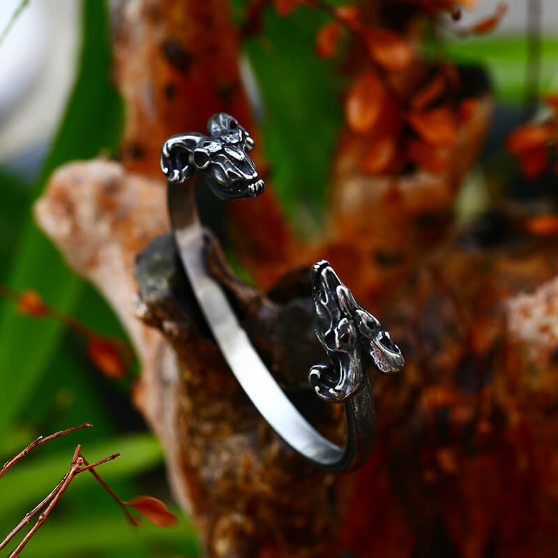 Goat Head Stainless Steel Satan Cuff Bracelet | Gthic.com