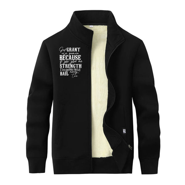 God Grant Me Peace Stand Collar Zip Cardigan | Gthic.com