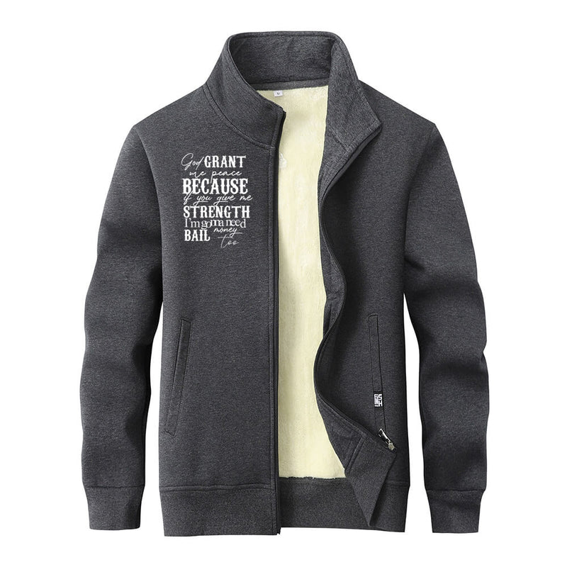 God Grant Me Peace Stand Collar Zip Cardigan | Gthic.com