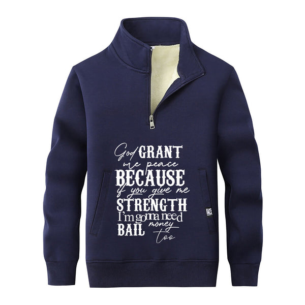 God Grant Me Peace Stand Collar Zip Sweatshirt | Gthic.com