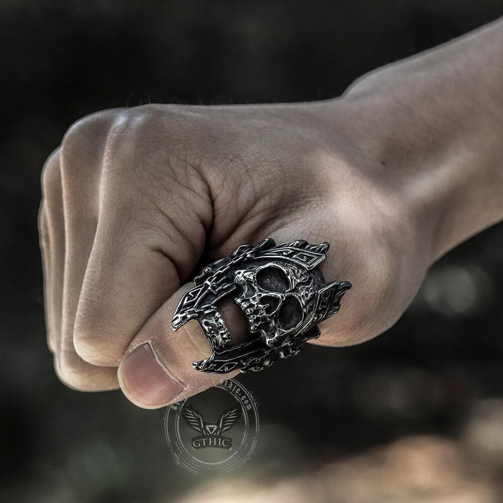 God of War Ares Sterling Silver Skull Ring | Gthic.com