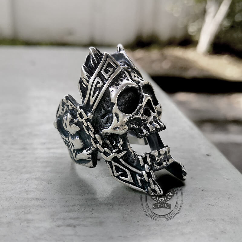 God of War Ares Sterling Silver Skull Ring | Gthic.com