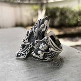Anello teschio in argento sterling Ares di Dio della guerra
